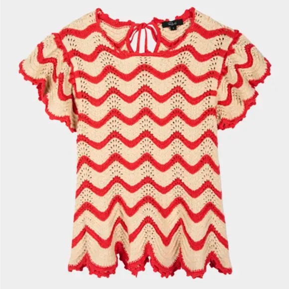 Rails Coen Flutter-Sleeve Crochet Knit Top XXS - Picture 2 of 6